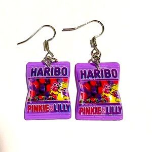 Purple gummy bear snack earrings